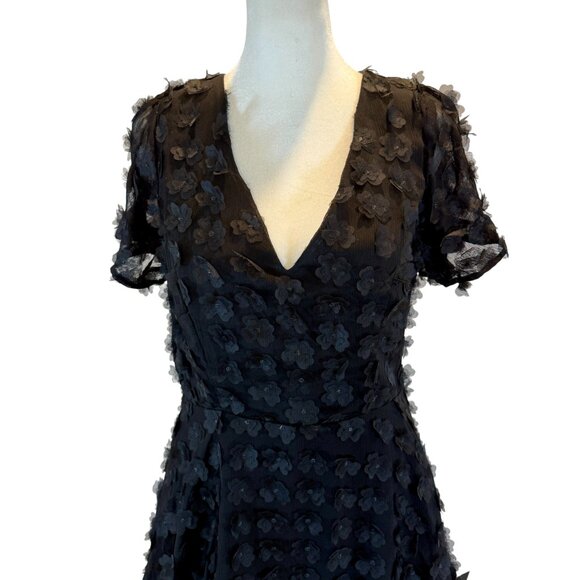 NWT Lulus Open back Black 3D Floral Appliqué Midi Dress - Picture 4 of 11